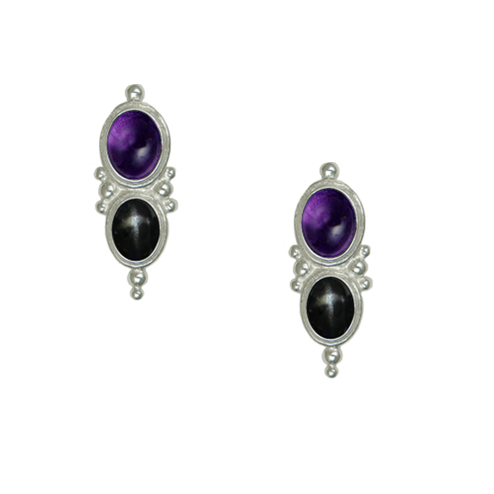 Sterling Silver Drop Dangle Earrings With Amethyst